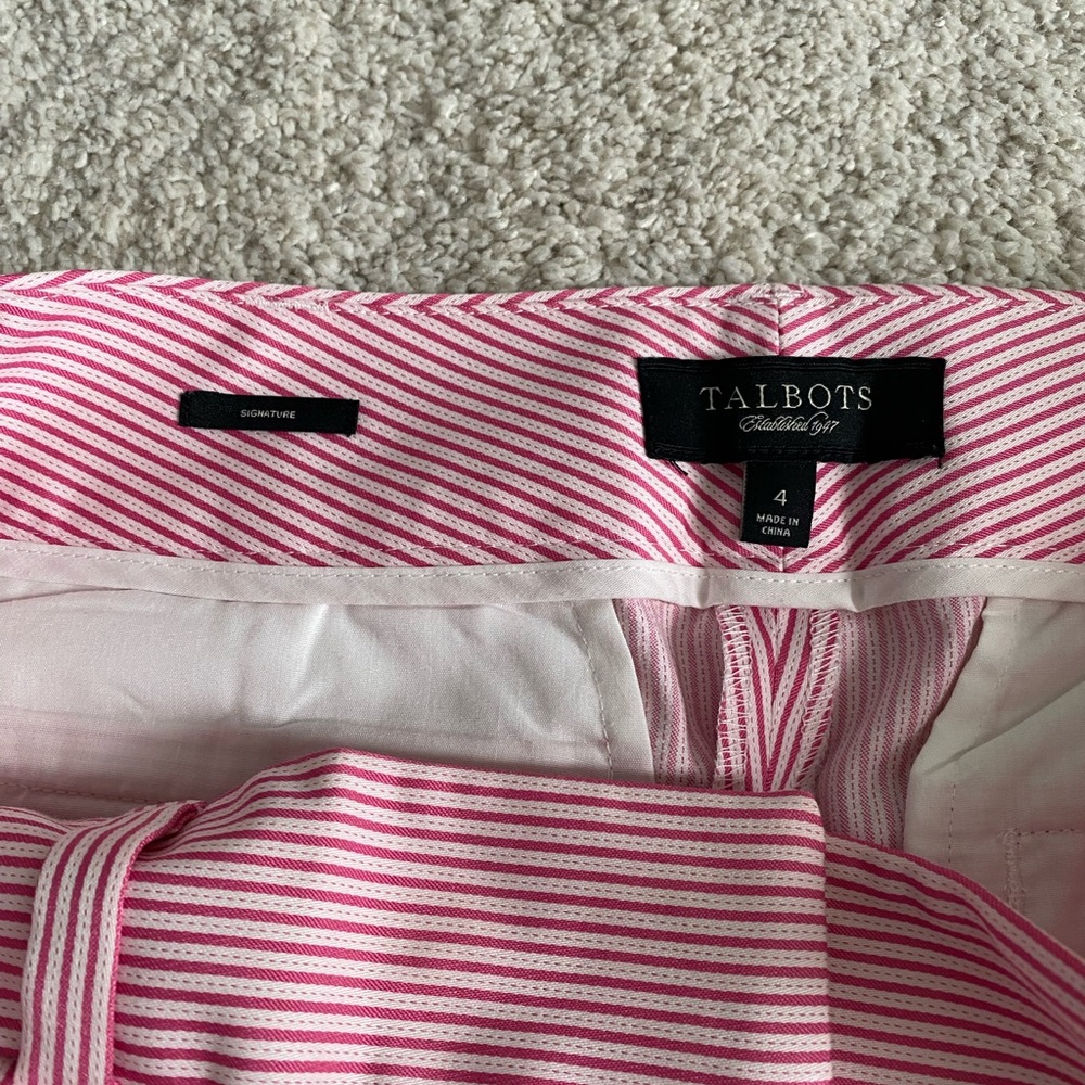 Talbots Signature Pink Striped Ankle Pants Size 4 - Picture 4 of 7